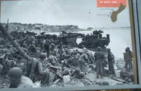 US Marines consolidate Asan Point beach on July 21, 1944. Photo of picture on memorial plaque at the Asan War in the Pacific National Park.