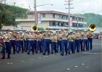 US Marine marching band commemorates a key milestone in American Legion Guam History at the 2013 Guam Liberation Day parade.